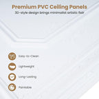 Giantex 24 Pack PVC Wall Panels, Glue Up or Drop Ceiling Panel, Waterproof 3D - Image 4