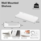 Small White Floating Shelves for Wall Decor, Wall Mounted Wood Shelf for Bedroom - Image 3