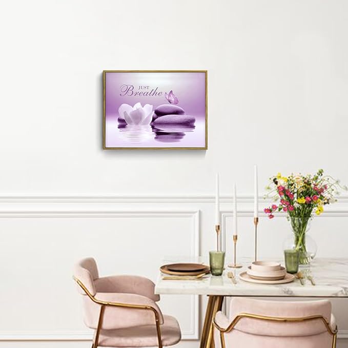 EOBTAIN Zen Framed Wall Art for Living Room Water Lily Floral - Image 3