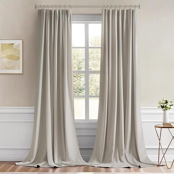 MIULEE Natural Back Tab Blackout Curtains 120 Inch Long 2 Panels Set - Image 9