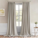 MIULEE Natural Back Tab Blackout Curtain 96 Inch Long 2 Panels Set - Image 9