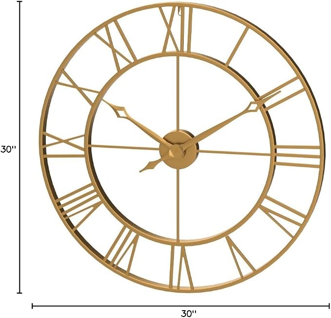 CLXEAST Champagne Gold 30 Inch Wall Clock, Large Modern Metal Roman Numeral - Image 10