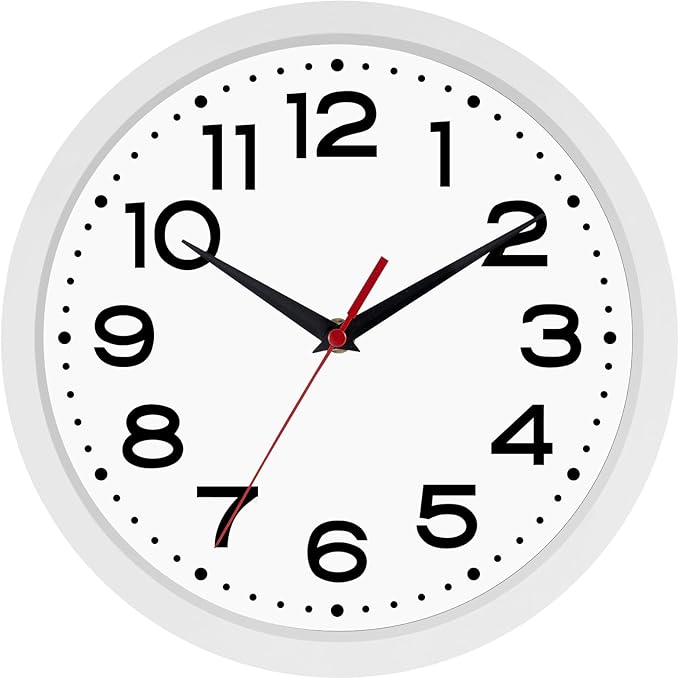 Wall Clock Silent Non-Ticking Modern Clock Battery Operated 8 Inch Small by Unknown