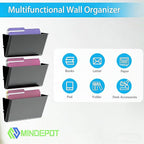 MINDEPOT 3 Pockets Acrylic Wall File Organizer, Plastic Hanging Wall File Holder - Image 4