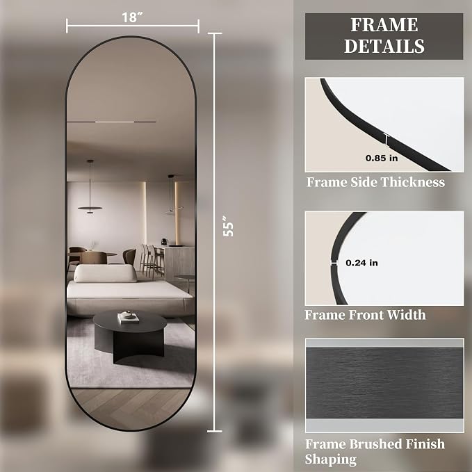 Oval Full Length Mirror, Ultra-Clear Explosion-Proof Dressing Mirror, Simple - Image 8