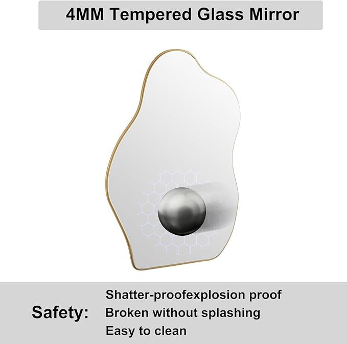BOMINICA Irregular Wall Mirror Asymmetrical Mirror, Decorative Wall Mounted - Image 6