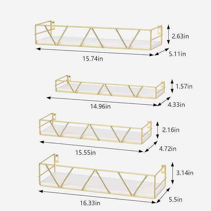 Amaoot Floating Shelves Set of 3, Home Wood Wall Shelf, Farmhouse Shelf - Image 3