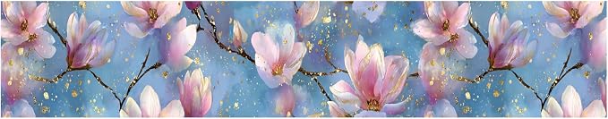 Magnolia Flower Wallpaper Border 196x4 Inch Peel and Stick Wall Border Pink - Image 2