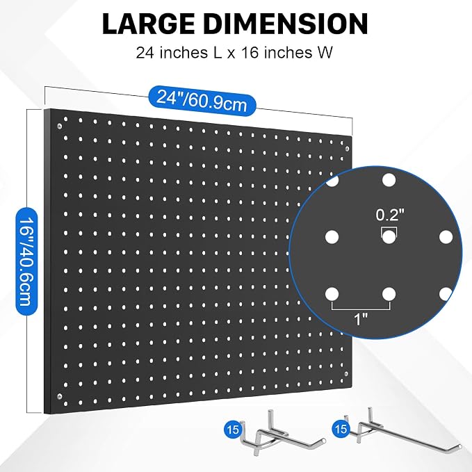 Peg Board, 3 Pack Metal Pegboard Panels Black Pegboards Wall Organizer - Image 3
