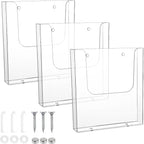 3 Pack Acrylic Brochure Holder Wall Mount, 8.5 x 11 inch Clear Plastic Flyer by Unknown