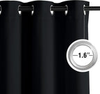 NICETOWN Room Darkening Draperies Curtains Panels, 2 Panels Black W52 x L102 - Image 2