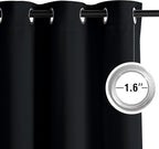 NICETOWN Room Darkening Draperies Curtains Panels, 2 Panels Black W52 x L108 - Image 2