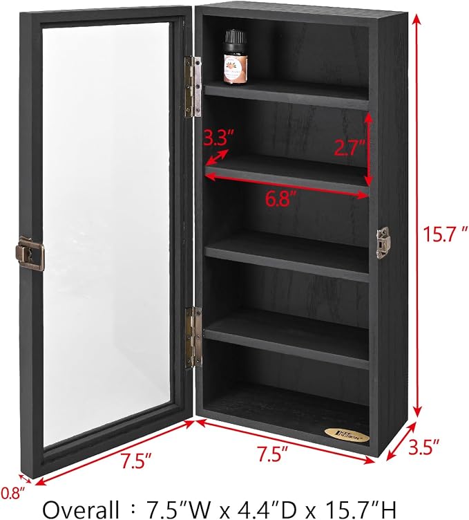 Ikee Design Wall Mounted Wooden Collectible Display Case 5 Shelf Display - Image 2