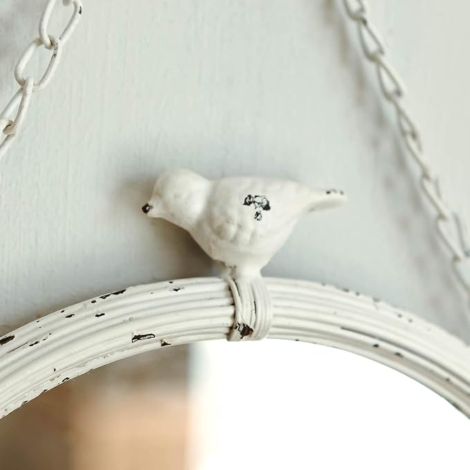 NIKKY HOME 11 Inch Decorative Small Hanging Mirrors Vintage Rustic Round Metal - Image 5