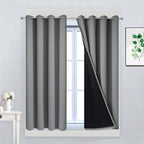 Yakamok Gray 100% Blackout Curtains 45 Inches Long, Full Light Blocking Thermal by Yakamok