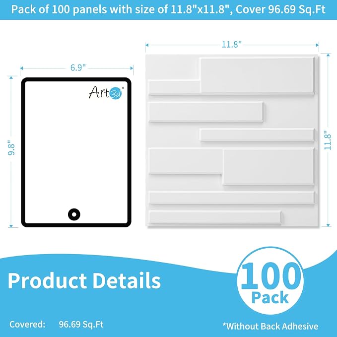 Art3d 100 Pack Decorative 3D Wall Panels, 97 Sq.Feet PVC Interior Wall Décor - Image 2
