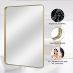VooBang Bathroom Mirror 24x36 inch, Modern Round Corner Bathroom Vanity Mirror - Image 4