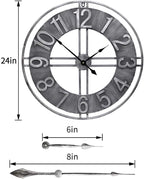 24 inch Large Wall Clock Decorative Metal Retro Oversized Clocks Decor - Image 2