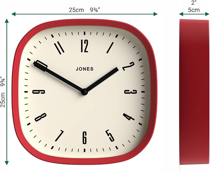JONES CLOCKS® Marvel wall Clock | Modern Retro Rounded Square Clock | 10 inch | - Image 4