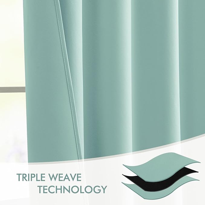 MIULEE Aqua Back Tab Blackout Curtain 96 Inch Long 2 Panels Set - Image 7