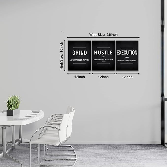 KAWAHONE Canvas Painting Wall Art, Grind Hustle Execution Motivational Wall Art - Image 6