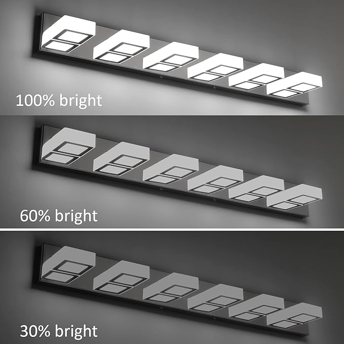 Ralbay Modern Chrome Bathroom Vanity Lights Dimmable 6 Lights Acrylic Stainless - Image 5