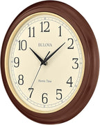 Bulova Atomic Time 2 Analog Wall Clock C5004 | 12.4" Wooden Frame, Sets Time - Image 2