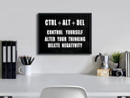 Pyradecor Black Framed Canvas Wall Art Motivational CTRL+ALT+DEL Classroom - Image 3