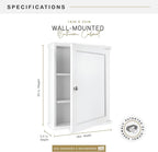 MCS 23x18 White Medicine Cabinet Organizer, Wall Mounted Bathroom Cabinet - Image 2