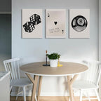 BOKPEN 3Pcs Black and White Poker Dice Canvas Wall Art Funky Retro Y2K Trendy - Image 4