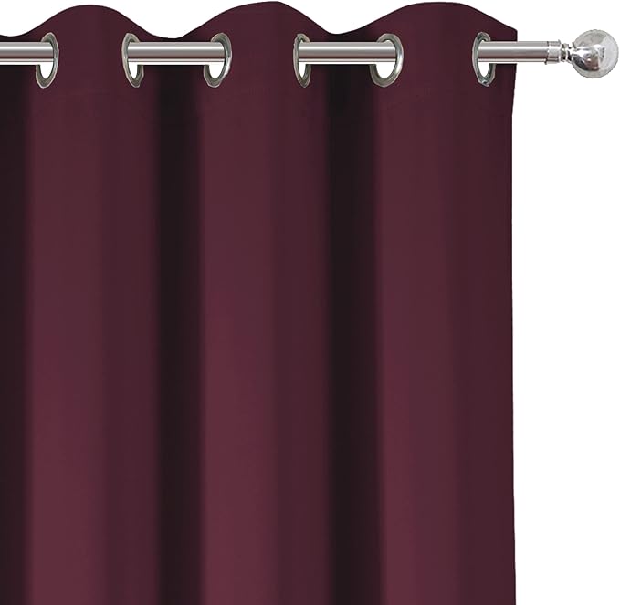 LEMOMO Burgundy Red Thermal Blackout Curtains/52 x 108 Inch/Set of 2 Panels - Image 7