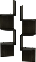 Furinno Rossi Wall Mount Floating Corner Shelf, 3-Tier Radial Set of 2 - Image 8