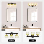 TALOYA Bathroom Vanity Light Fixtures, 3-Light Modern Black and Gold Wall - Image 8