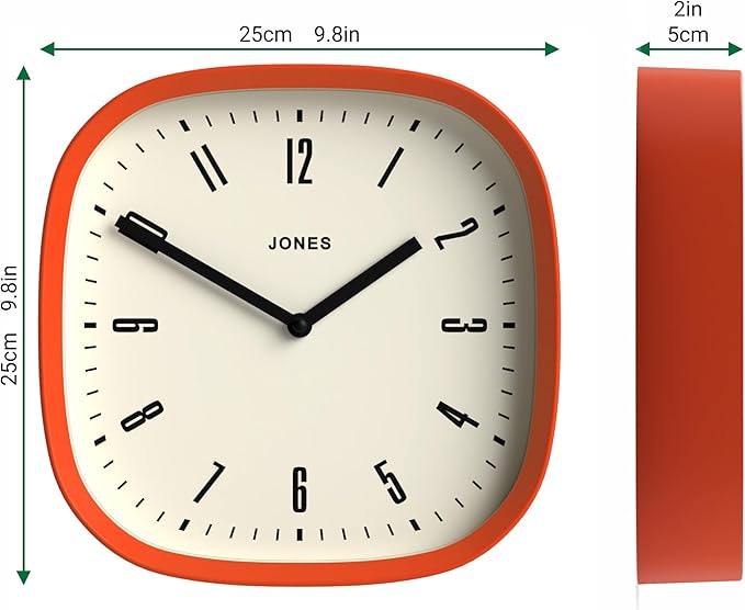 JONES CLOCKS® Marvel Wall Clock | Modern Retro Rounded Square Clock | 10 inch | - Image 3