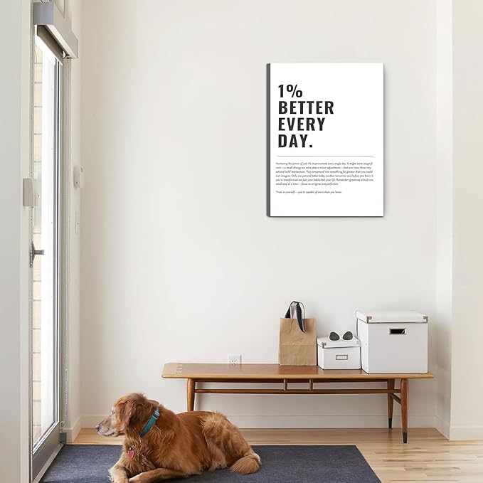Framed 1% Better Every Day Motivational canvas Wall Art Inspirational Wall - Image 6