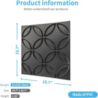 Art3d PVC 3D Wall Panel Interlocked Circles in Matt Black Cover 32 Sq.ft - Image 4