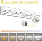 Ralbay Modern Led Chrome Bathroom Vanity Lights 5 Color Temperature Dimmable - Image 2