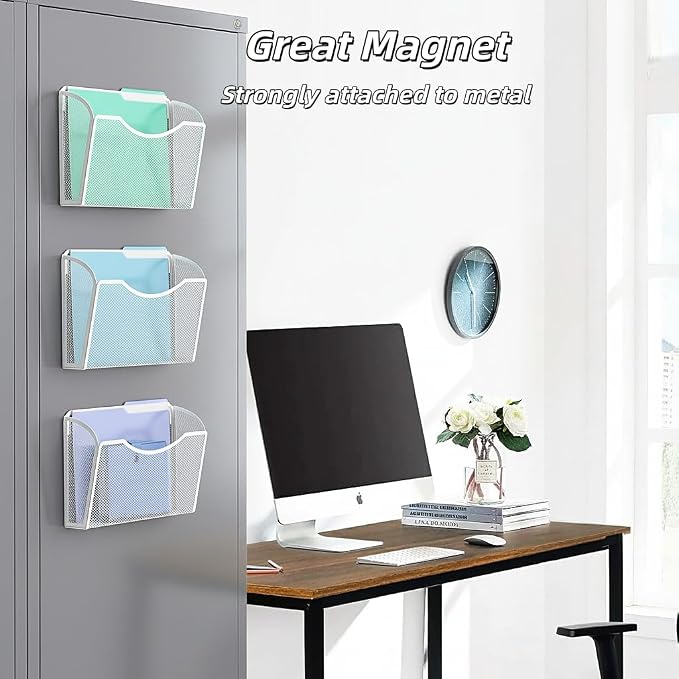 MINDEPOT Magnetic Wall File Organizer, Hanging Wall Mounted File Folder Binder - Image 7
