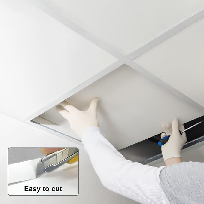 Smooth White Drop Ceiling Tile 2ft x 4ft, Ceiling Panel 24 x 48in – Waterproof - Image 8
