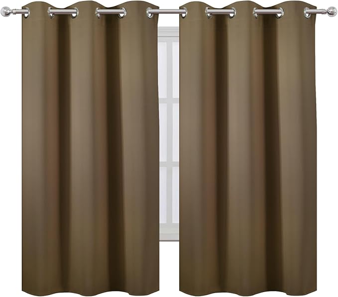 LEMOMO Brown Thermal Blackout Curtains/38 x 63 Inch/Set of 2 Panels Room - Image 2