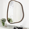 Asymmetrical Mirror Irregular Oval Wall Mirror Modern Wood Frame Unique Shape by HLFMVWE