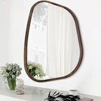 Asymmetrical Mirror Irregular Oval Wall Mirror Modern Wood Frame Unique Shape by HLFMVWE