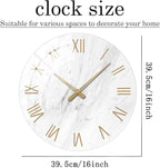 White Marble Large Clocks for Living Room Round Glass Wall Clock Battery - Image 5