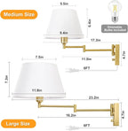 TRLIFE Dimmable Wall Sconce Plug in, Brushed Brass Wall Sconces Set of 2 Swing - Image 6