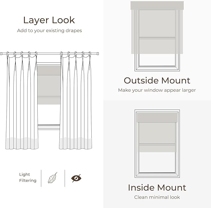 TWOPAGES Natural Woven Jute Roman Shades, Custom Cordless No Drill or Motorized - Image 7