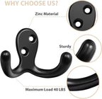 Homanu 24 Pack Coat Hooks, Heavy Duty Double Prong Coat Hooks Wall Mounted - Image 4