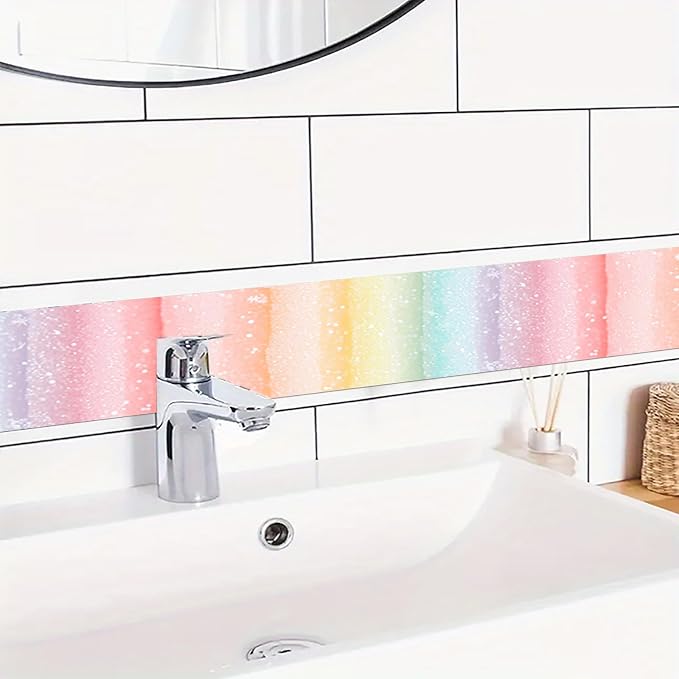 HOMETITUTE Wallpaper Border Peel and Stick Wall Border Rainbow Stripe - Image 2