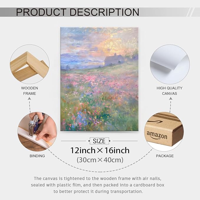 Pastel Nature Floral Poster Vintage French Country Landscape Wall Art Colorful - Image 2