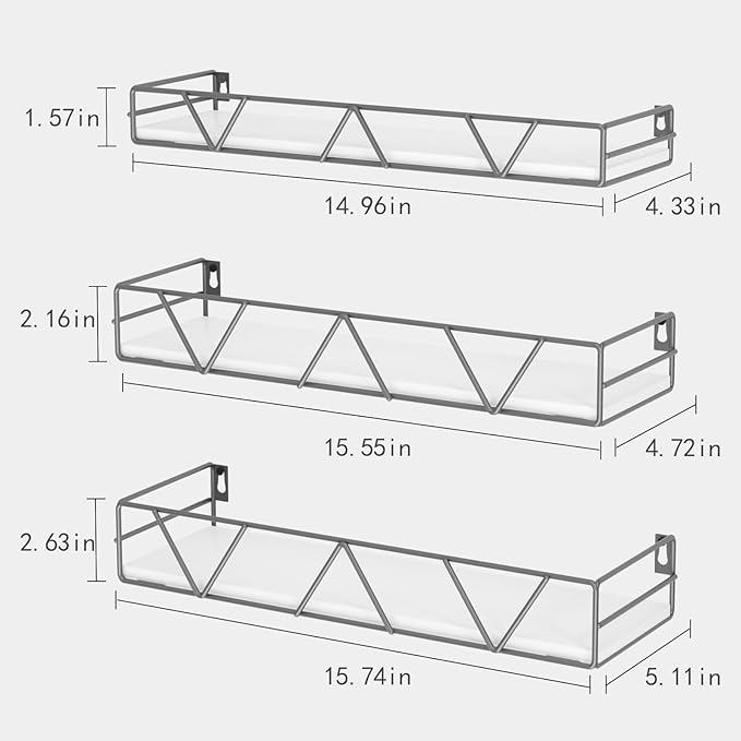 Amaoot Floating Shelves Set of 3, Home Wood Wall Shelf, Farmhouse Shelf - Image 3