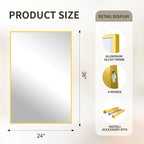FICTOR Bathroom Vanity Mirror-Gold, 36x24 Inch, Shatterproof & Anti-Rust - Image 2